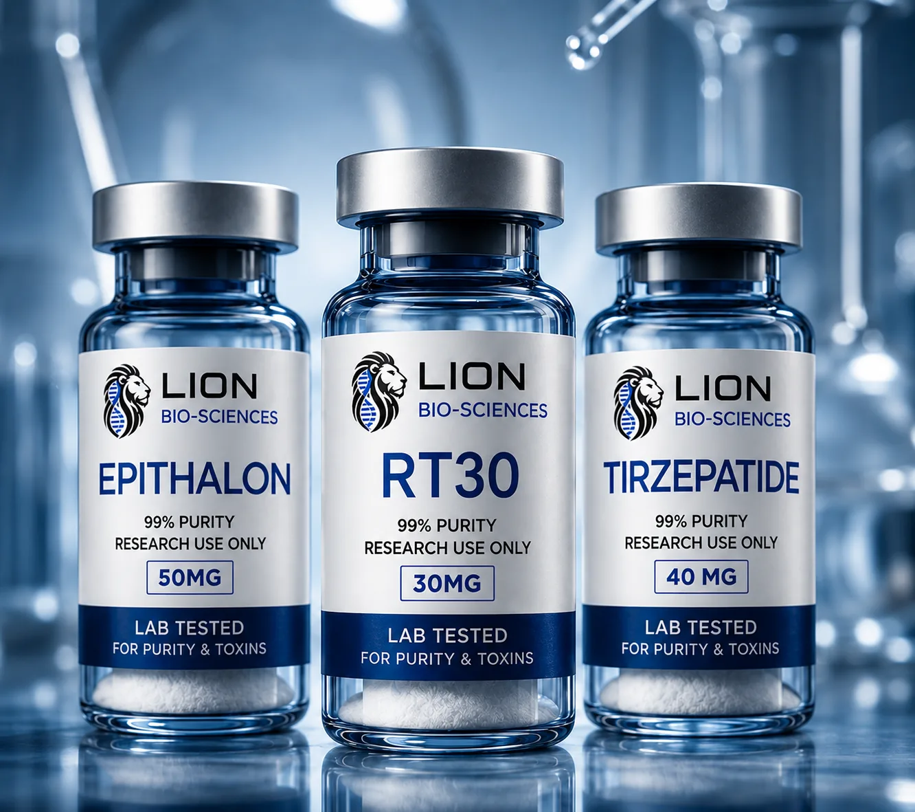 Lion Bio-Sciences vials in the lab